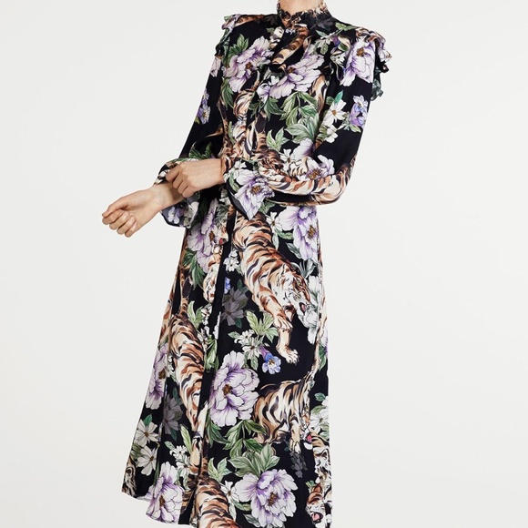 h&m tiger print dress